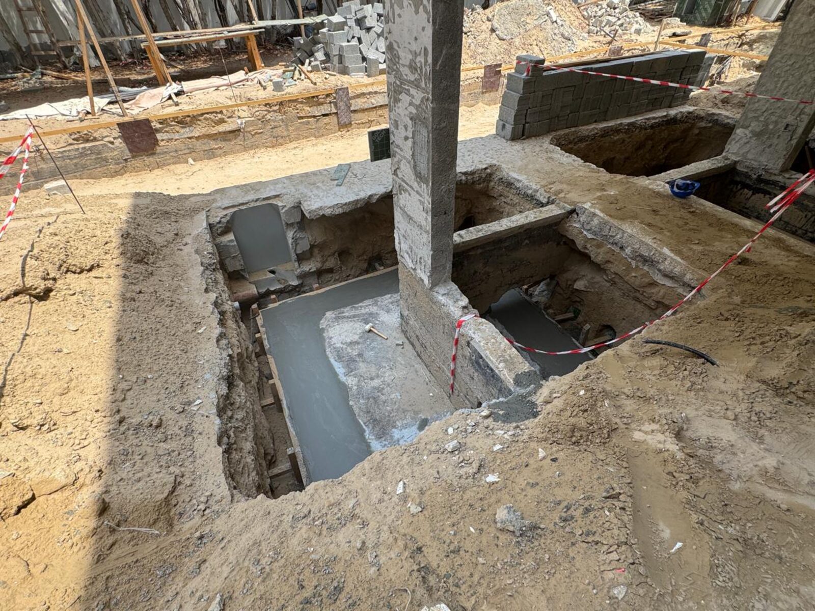 Reinforced and cast concrete footings at Nest A22 after the Dubai Development Authority approval