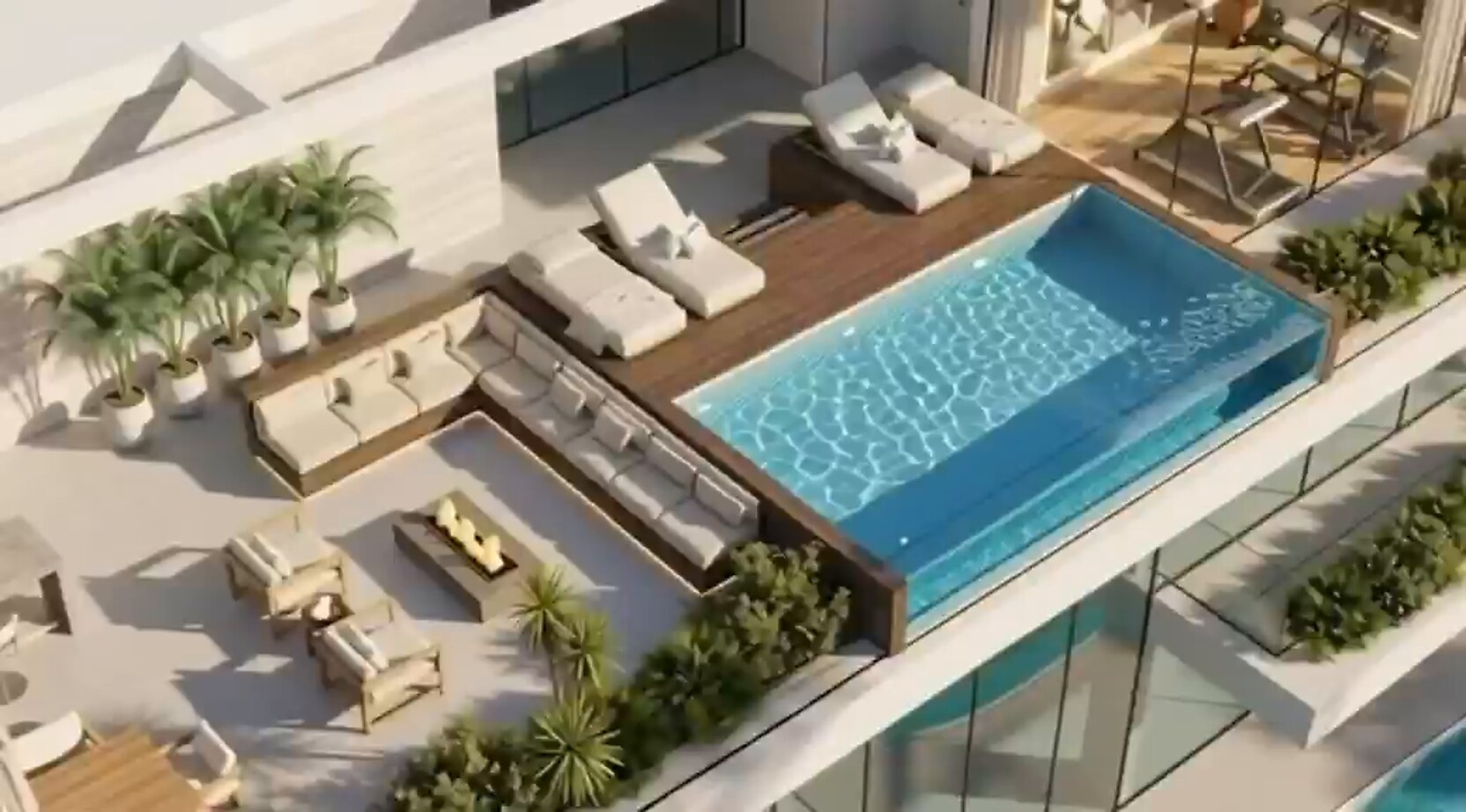 The private rooftop pool and sun deck of Nest A22, Al Barari